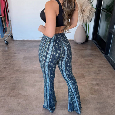 Women's High-Elastic Slim Fit Printed Trousers