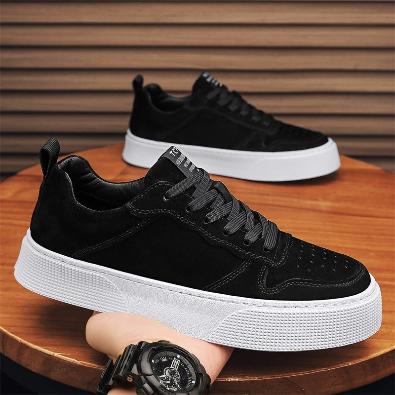 Men's Breathable Platform Sneakers - Low-Top Casual Shoes