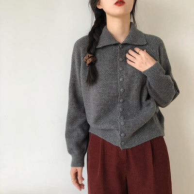 High-Neck Knitted Cardigan